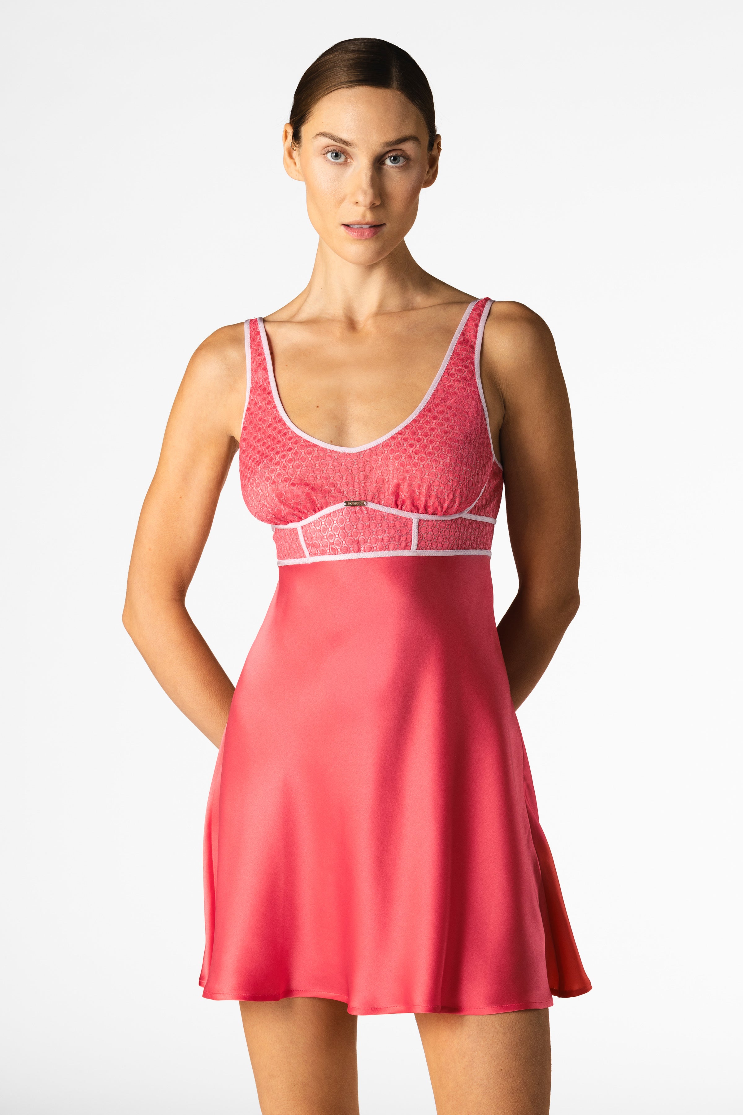 Melody Bust Support Silk Chemise in Cherry | NK IMODE