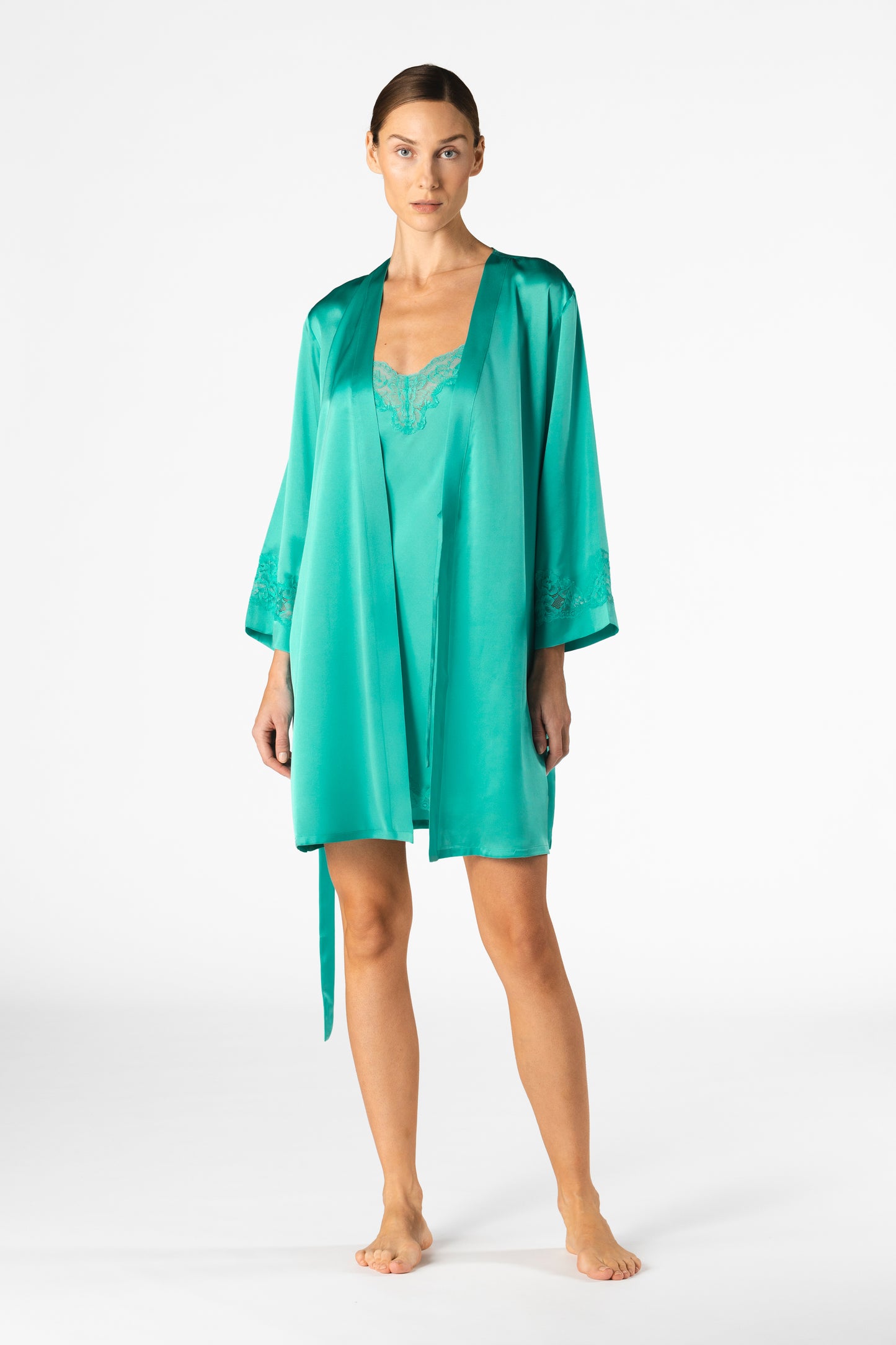 Morgan Lace Spaghetti Silk Chemise