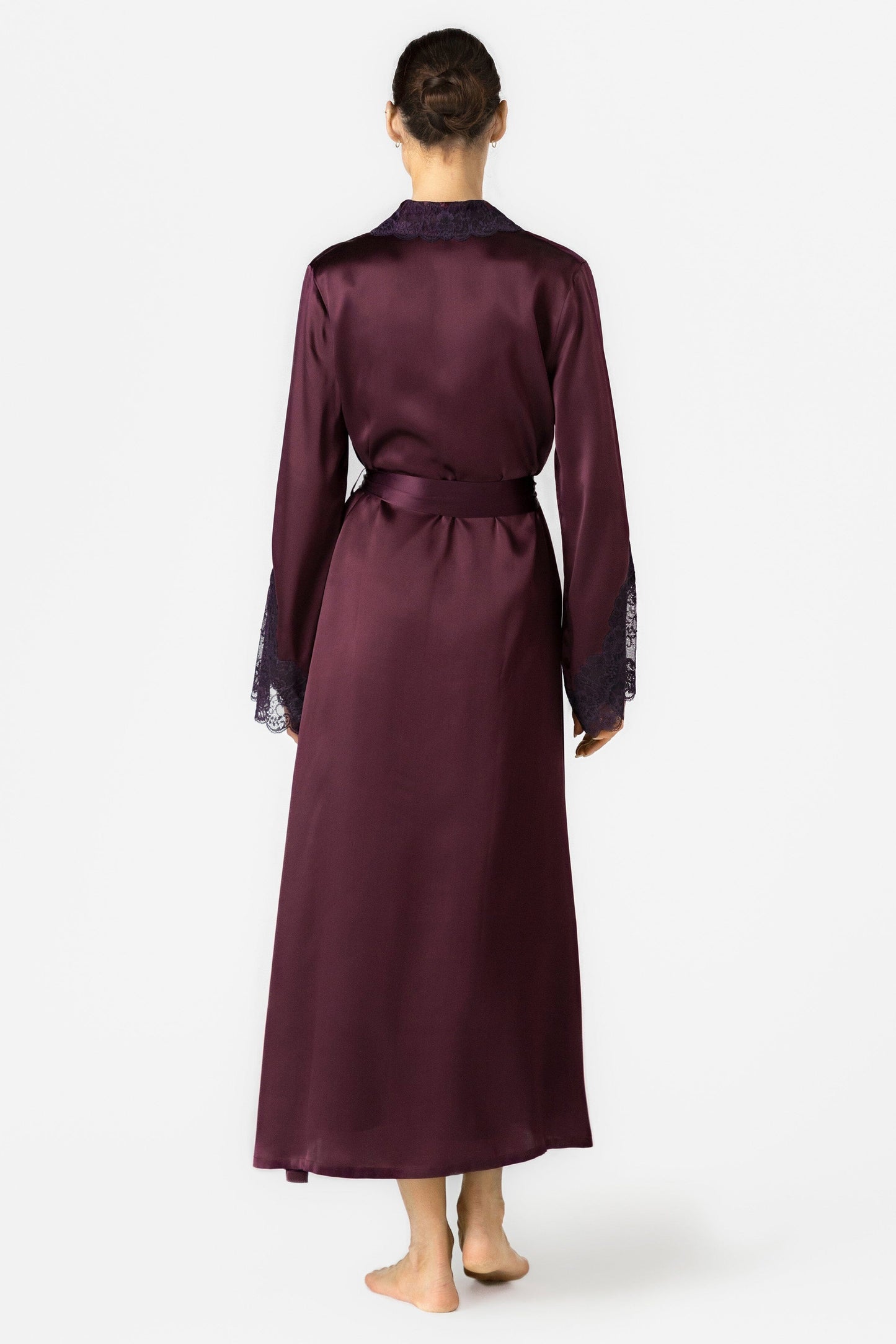 Arden Lush Shawl-collar Long Silk Robe Long Robe NK iMODE