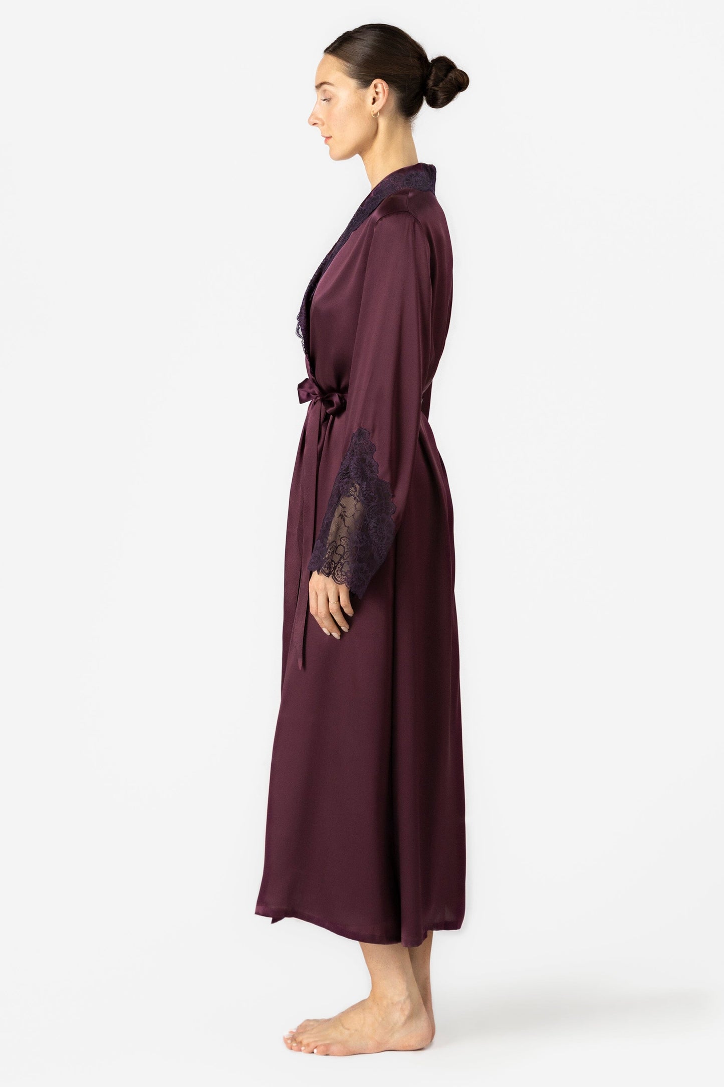 Arden Lush Shawl-collar Long Silk Robe Long Robe NK iMODE