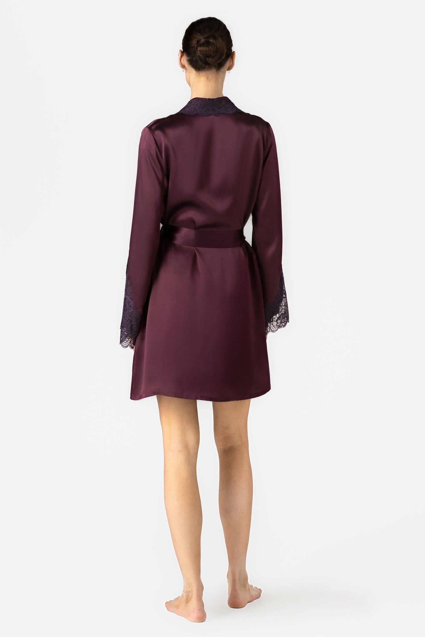 Arden Lush Shawl-collar Short Silk Robe Short Robe NK iMODE