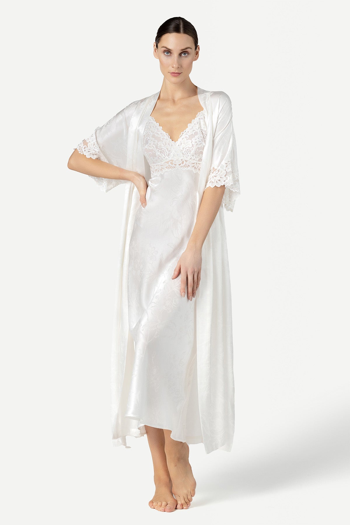 Barbara Bridal Long Silk Kimono Long Robe NK iMODE