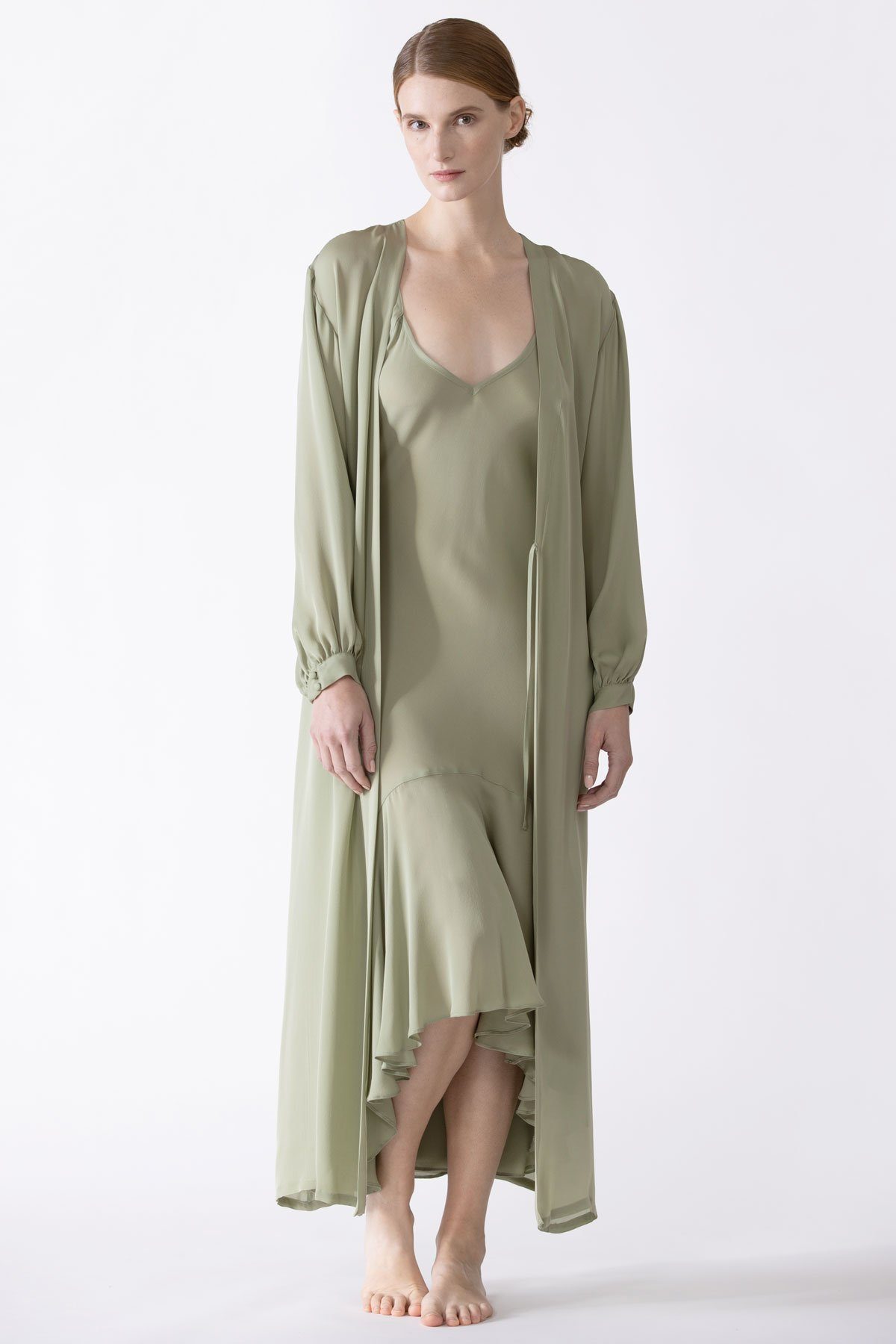 Dahlia Flutter Silk Midi Dress Long Gown NK iMODE