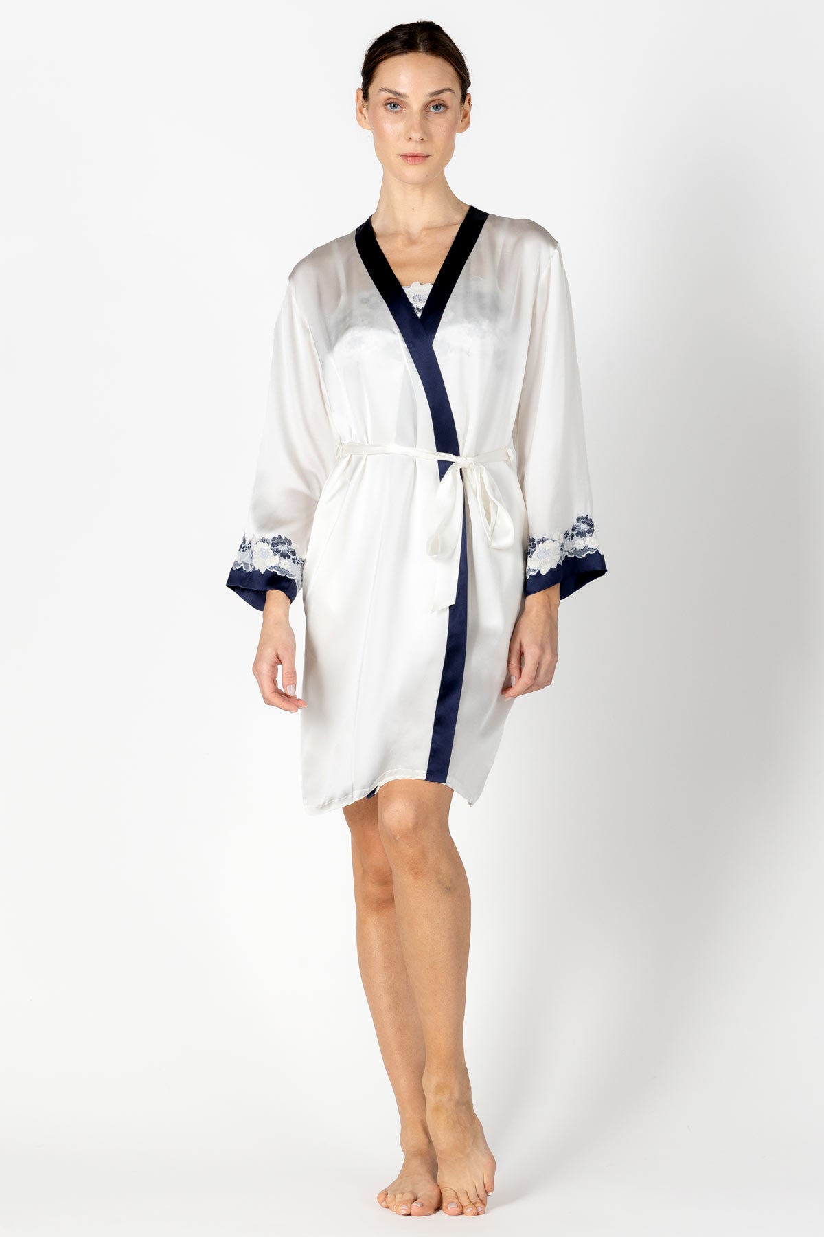 Marisa Charming Short Silk Kimono Short Robe NK iMODE Ivory Ivory S
