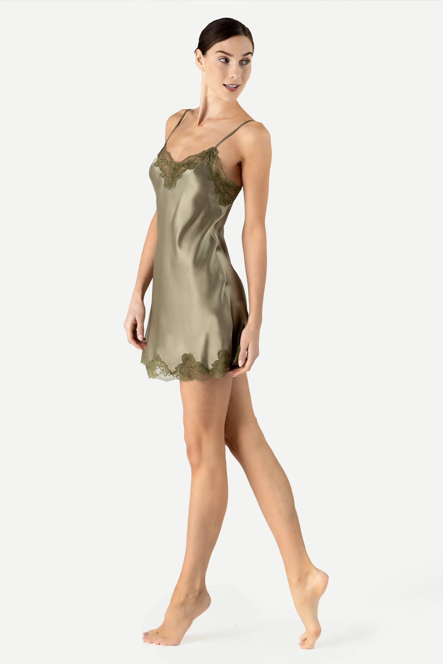 Morgan Lace Spaghetti Silk Chemise Chemise NK iMODE