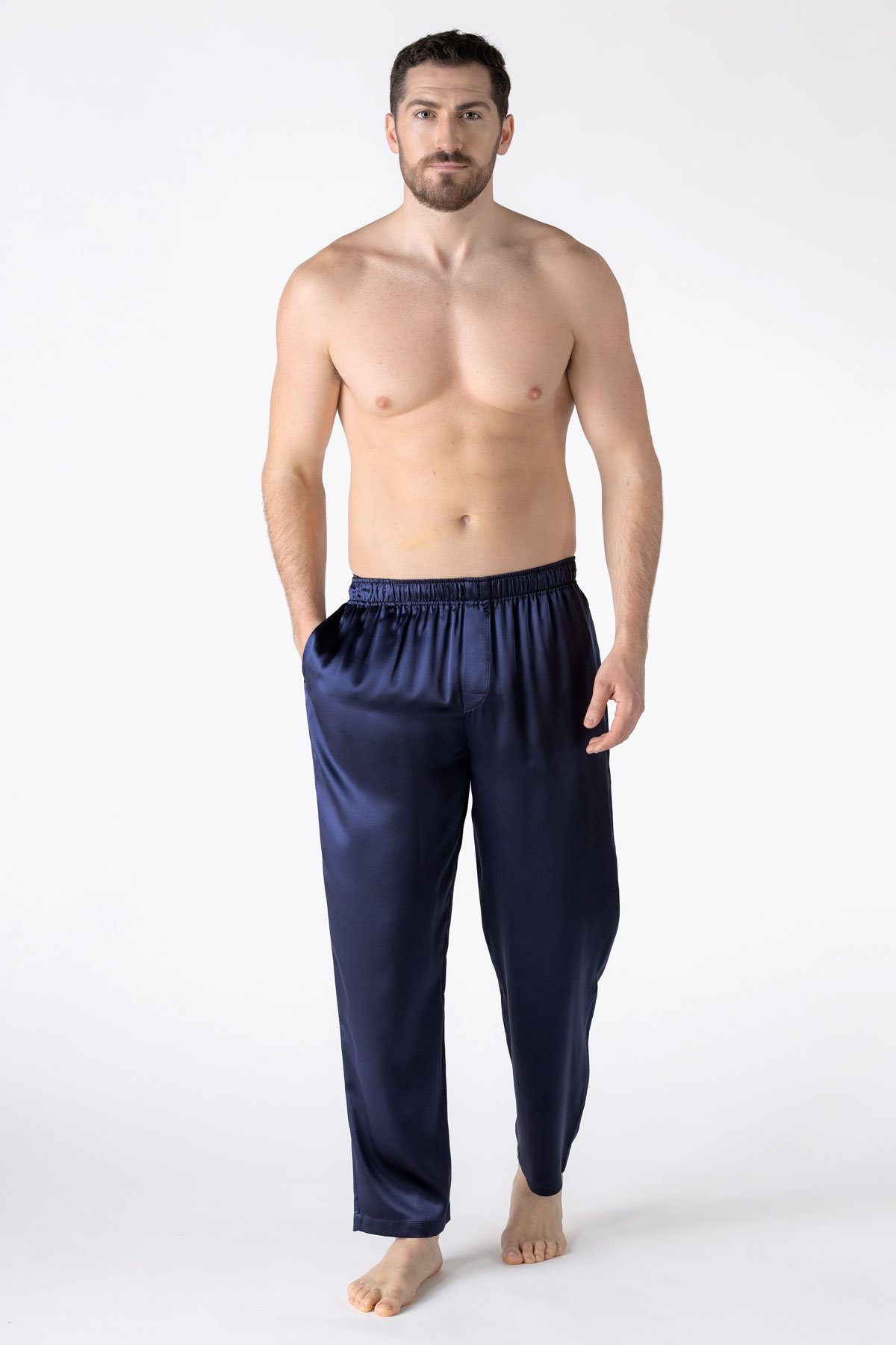 Oscar Rossa Men's Silk Sleepwear 100% Silk Pajama Pants - Black / L
