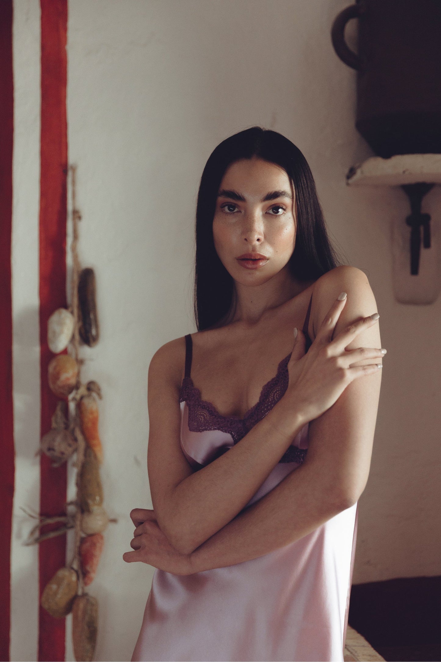 Raquel Feminine Lounge Bust Support Silk Slip Chemise NK iMODE