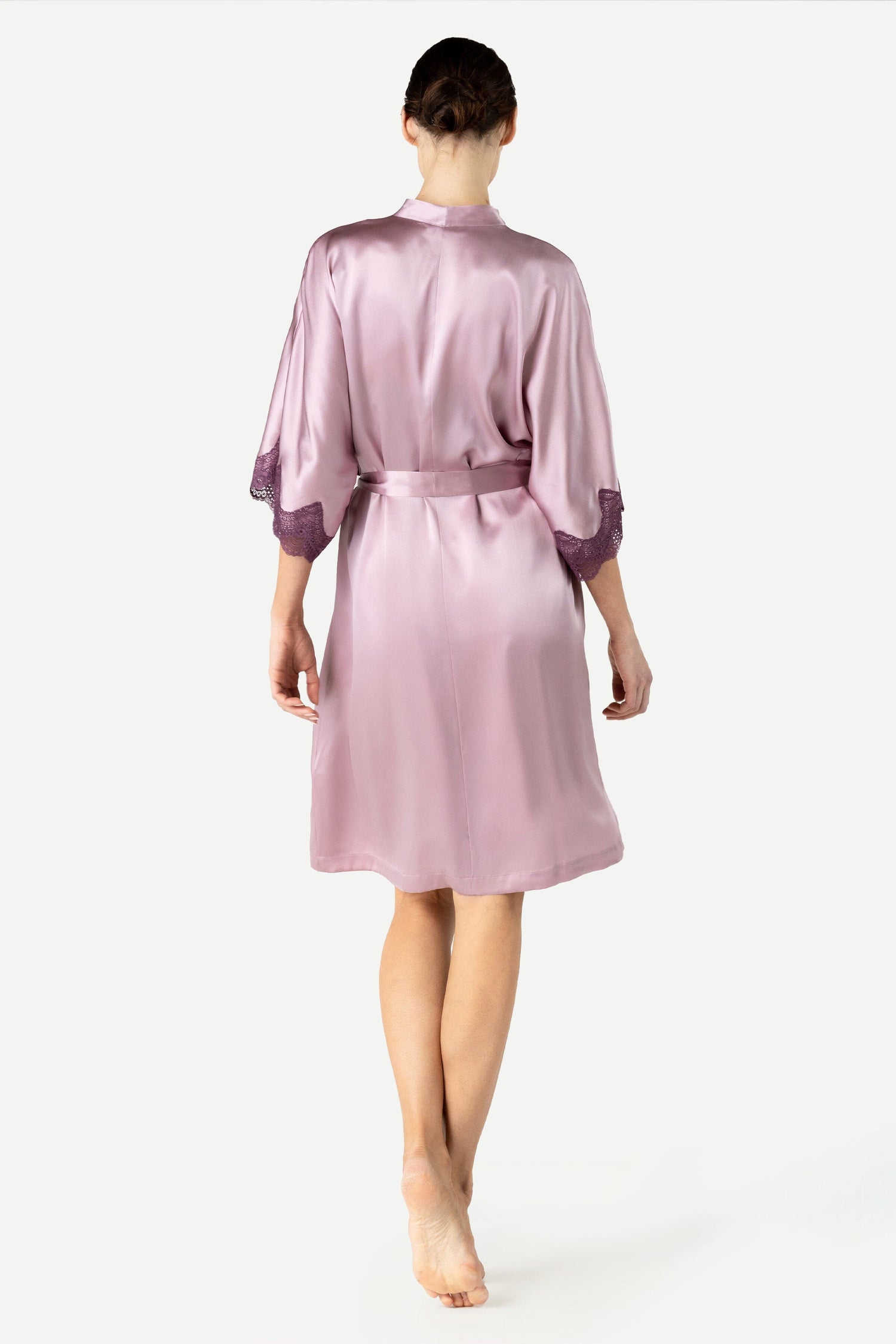 Raquel Feminine Lounge Midi Silk Kimono Short Robe NK iMODE