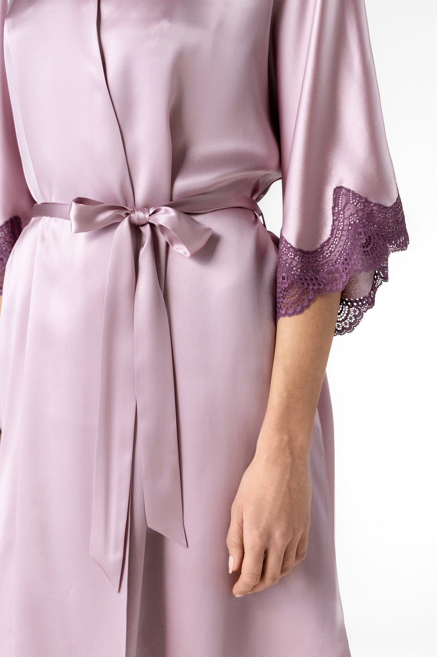Raquel Feminine Lounge Midi Silk Kimono Short Robe NK iMODE