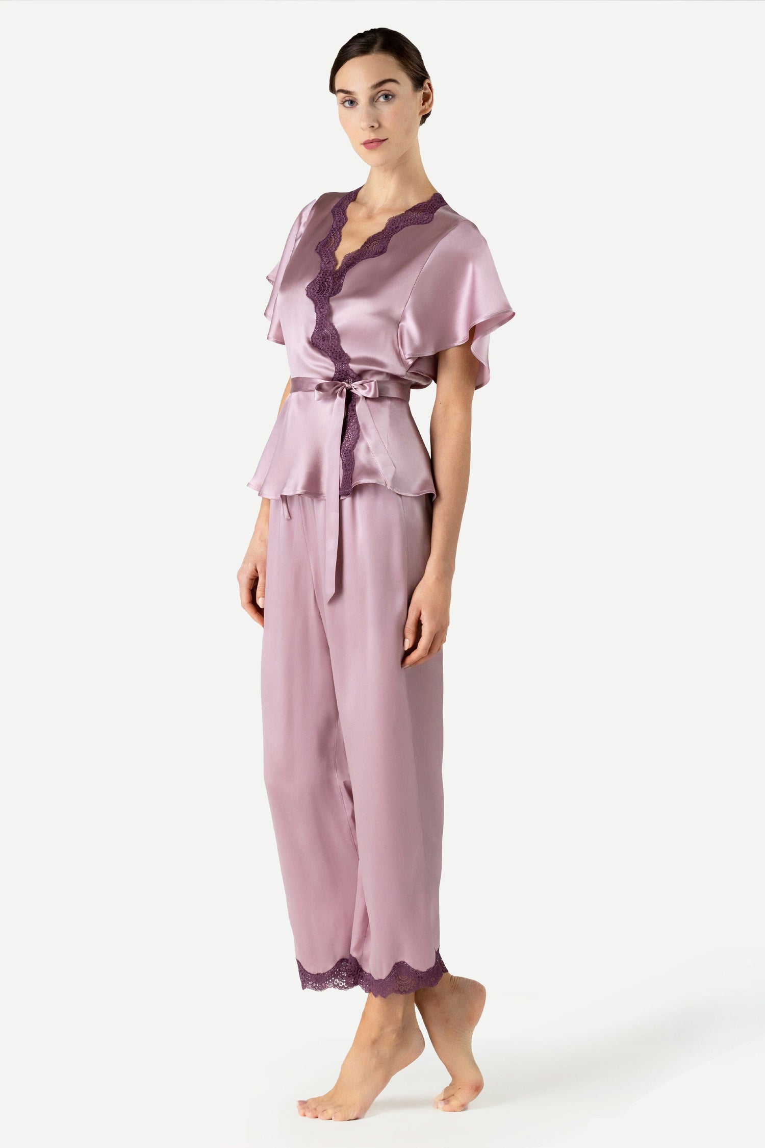 Raquel Feminine Lounge Wrapped Silk PJ Set Pajama Set NK iMODE