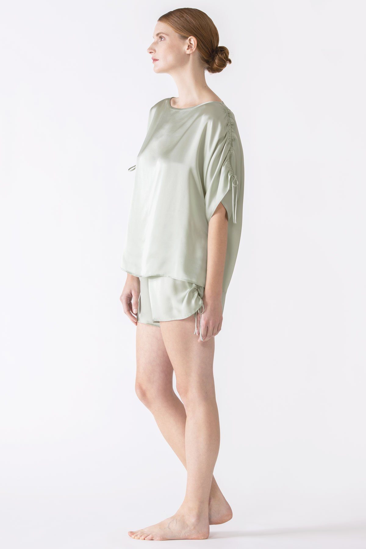 Sierra Gathered Short Tee Silk Pj Set Pajama Set NK iMODE