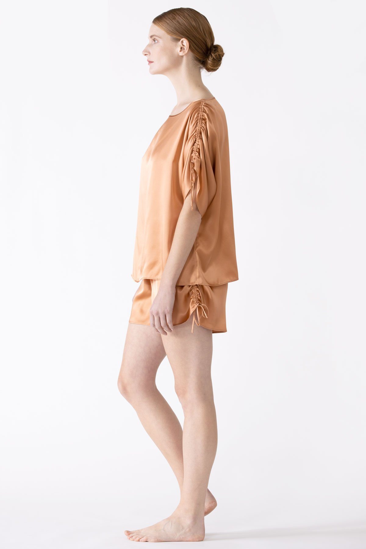 Sierra Gathered Short Tee Silk Pj Set Pajama Set NK iMODE