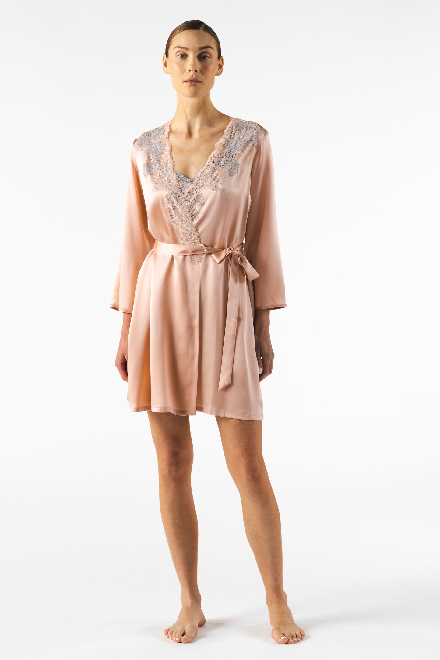 Mireille Twilight Short Silk Robe