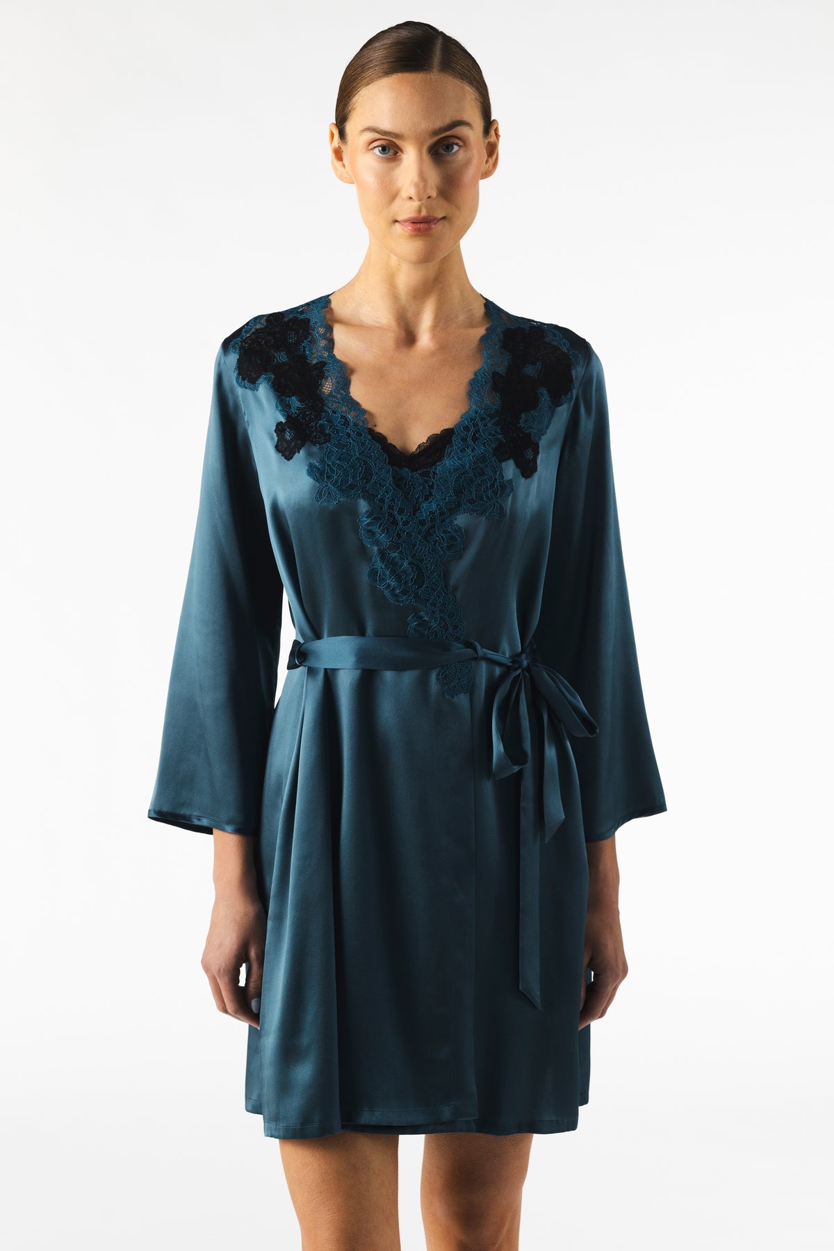 Mireille Twilight Short Silk Robe