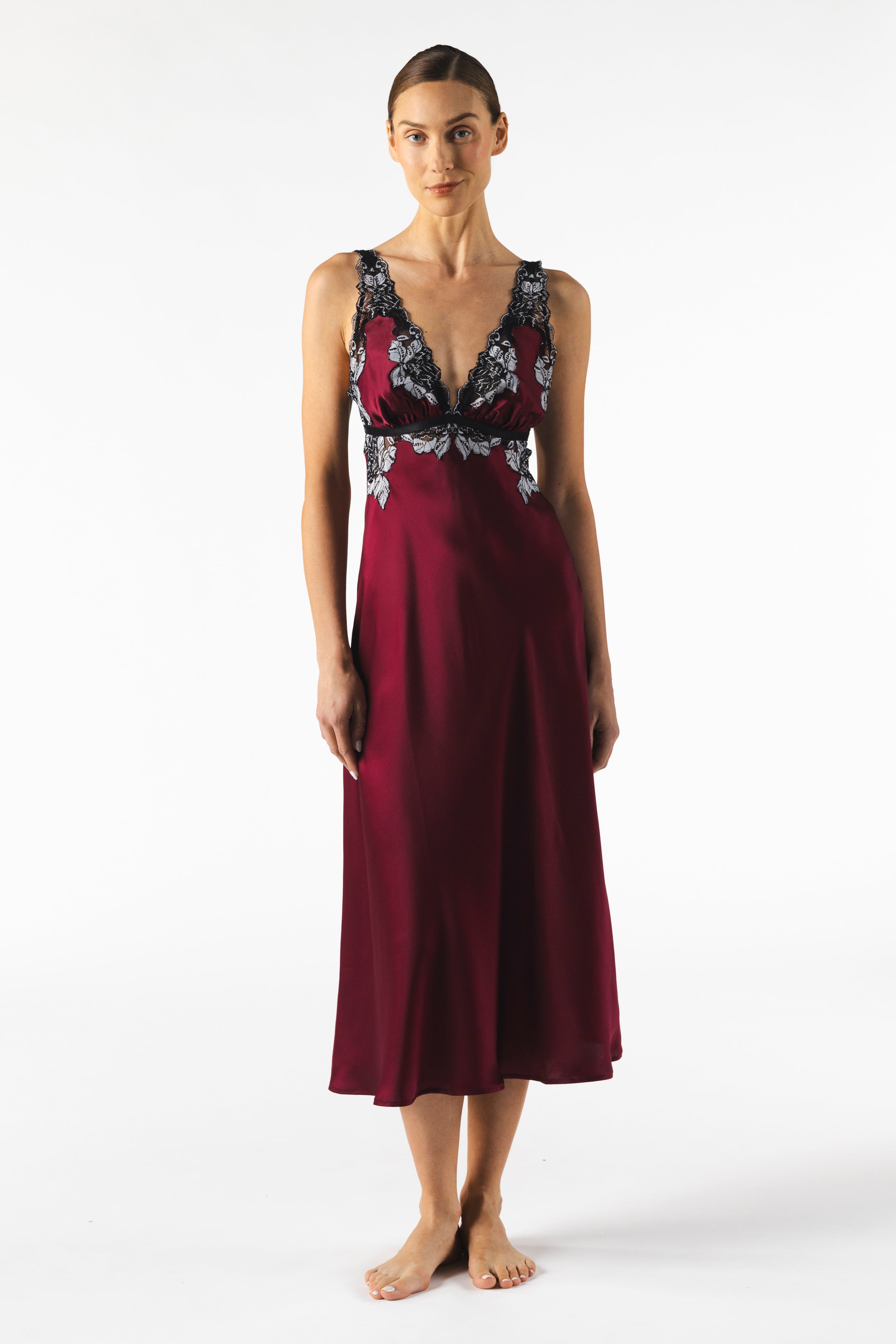 Roxy Rapture - Red Long Silk Nightgown | NK IMODE