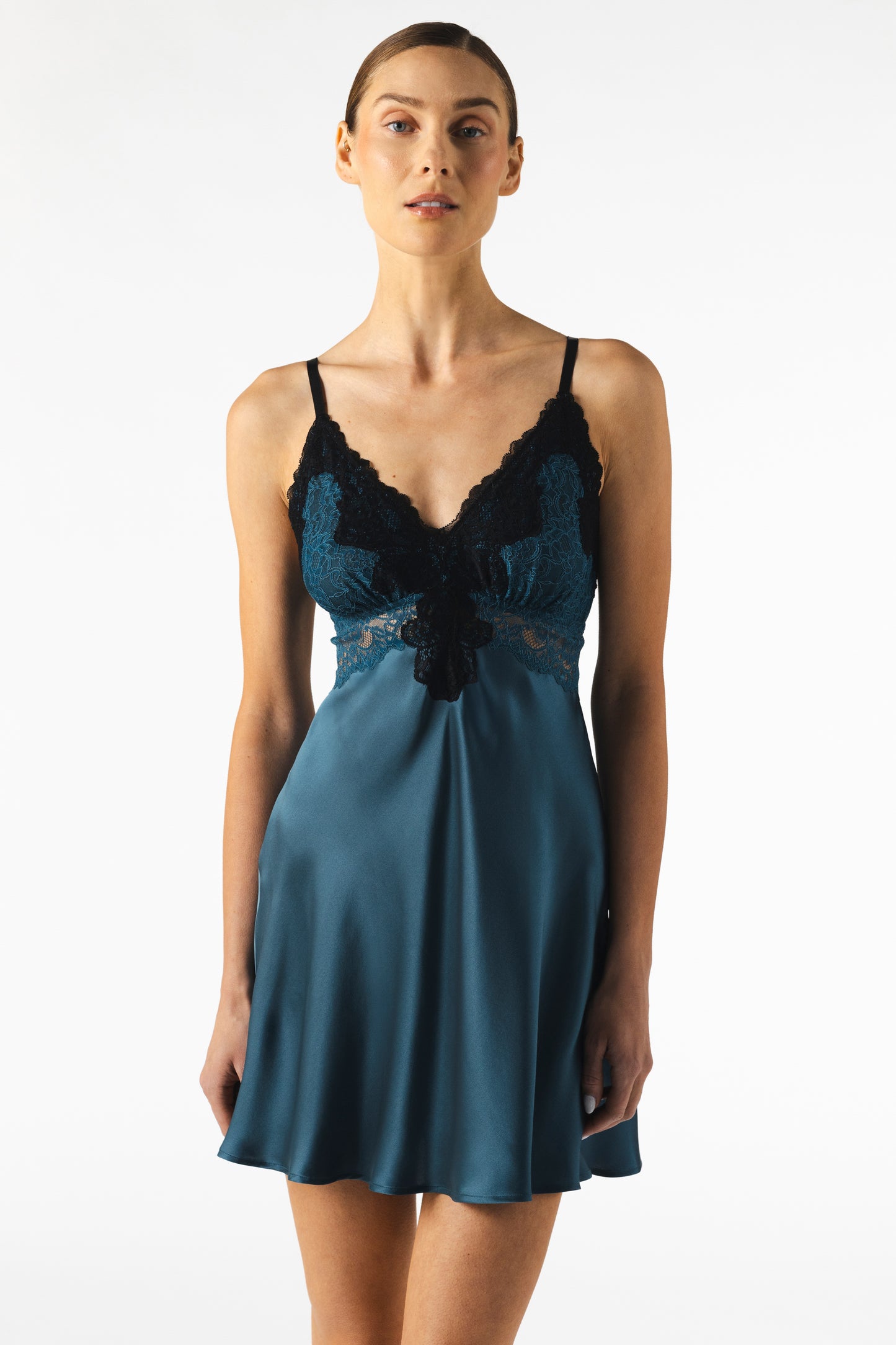 Mireille Twilight Bust-Support Silk Chemise