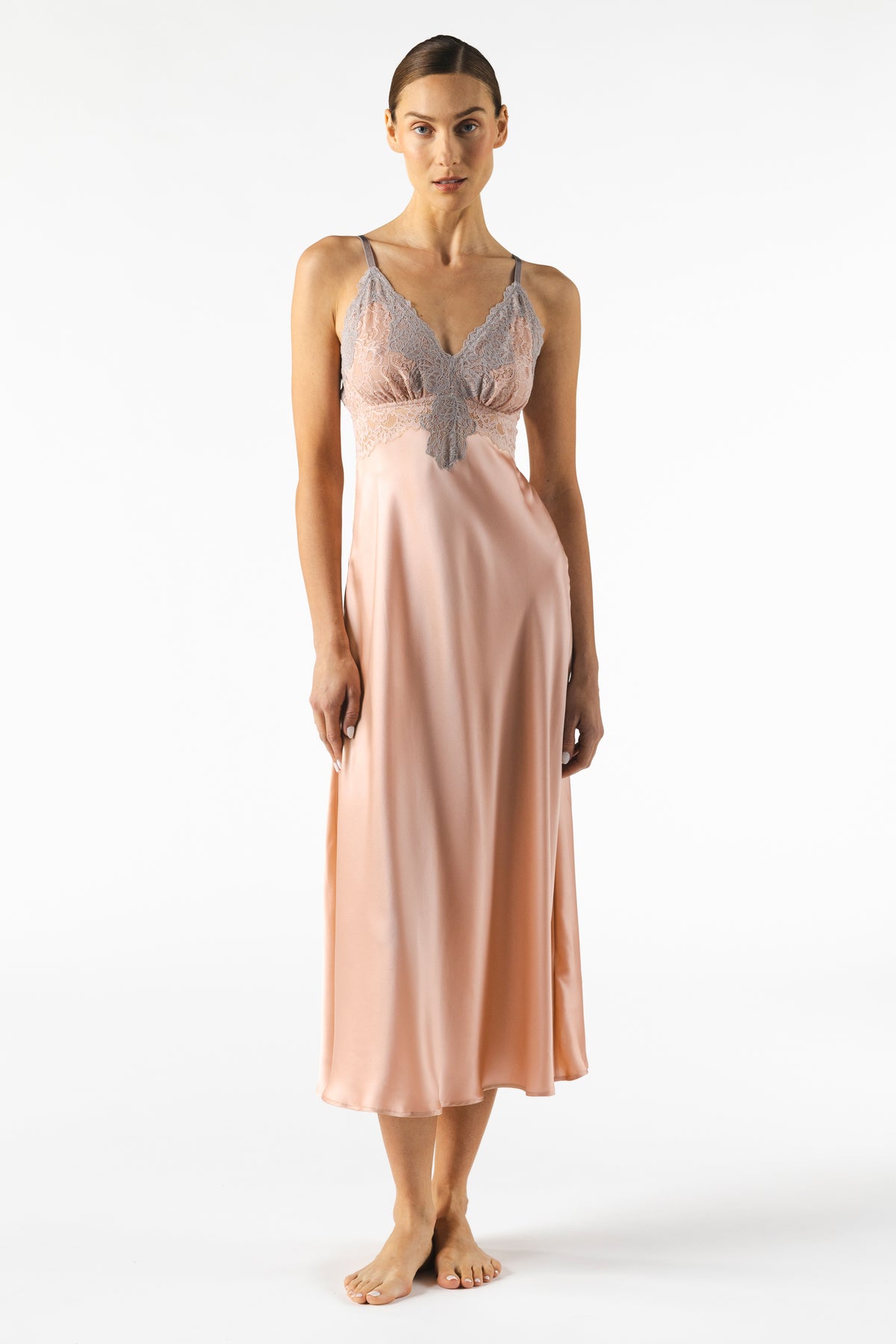 Mireille Twilight Bust-Support Long Silk Gown