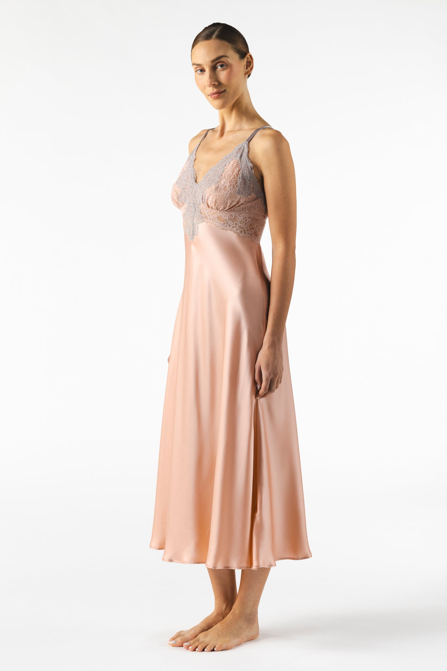 Mireille Twilight Bust-Support Long Silk Gown