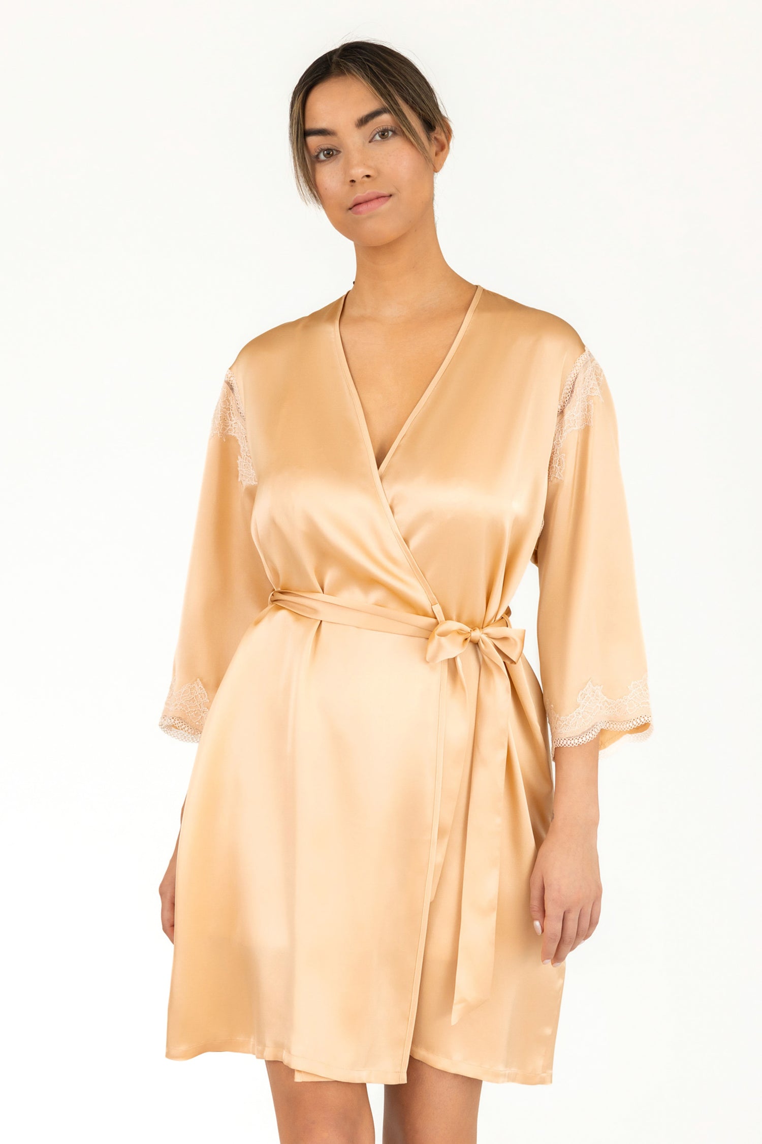satin dressing gown short Short Whisper Satin Robe