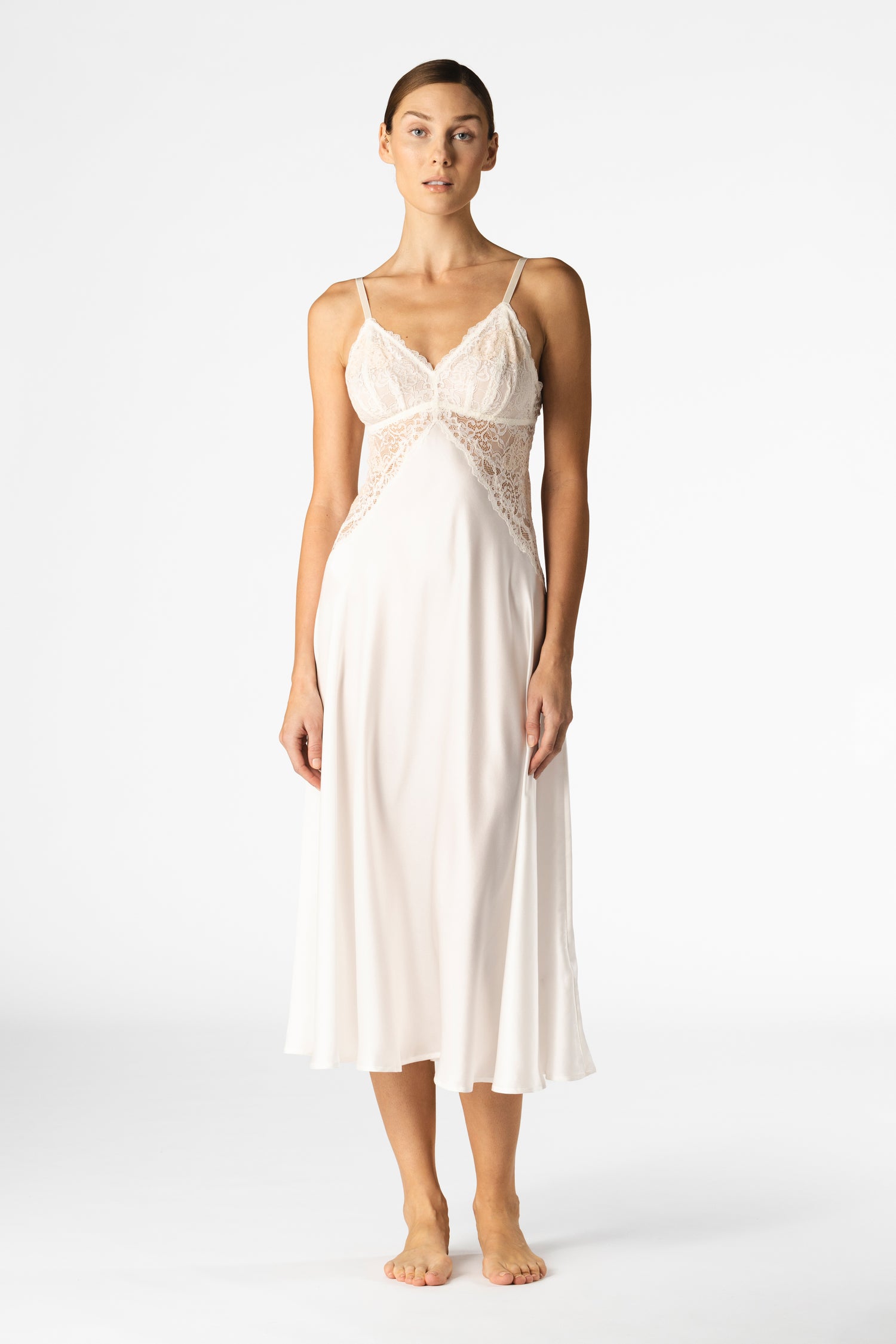 Eniko Long Silk Slip Dress in Ivory | NK IMODE Eniko Long Silk Slip Dress in Ivory | NK IMODE