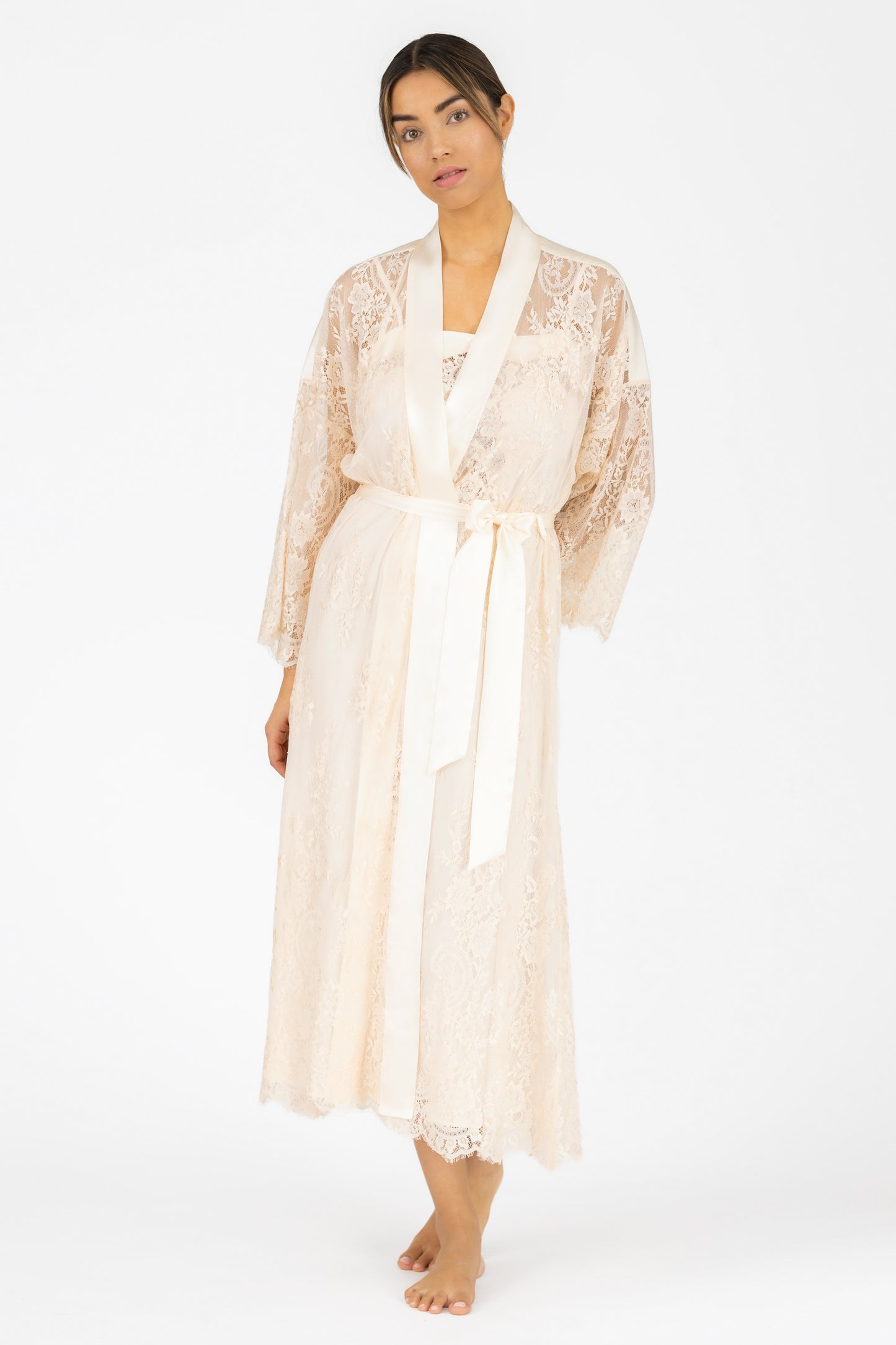 white lace dressing robe Hailey - Love Long Lace Robe