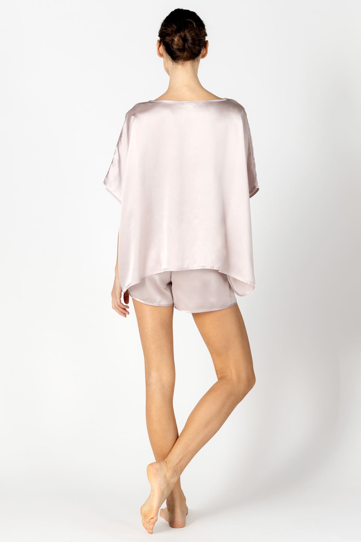 Agatha Nostalgia Fly-Away Top and Boxer Silk Set Pajama Set NK iMODE Cashmere Pink X-Small