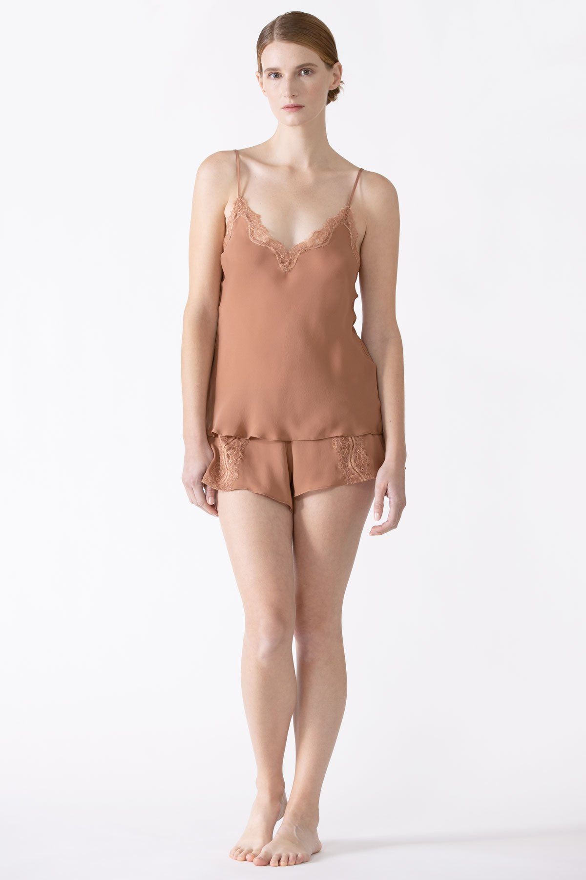 Dahlia Bliss Lace Silk Camisole Camisole NK iMODE sandstorm brown S