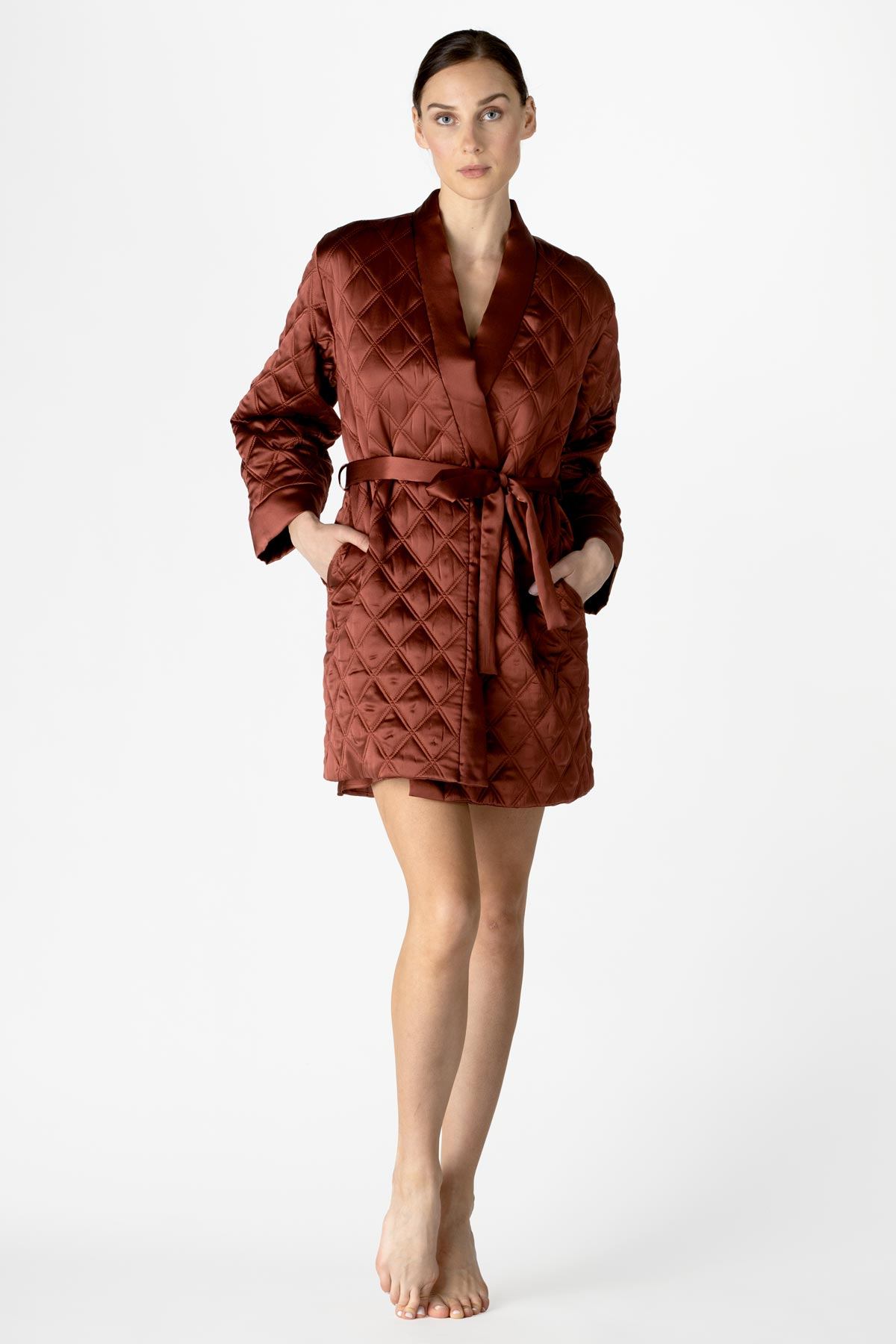 Dylan Quilted Short Silk Robe Short Robe NK iMODE 