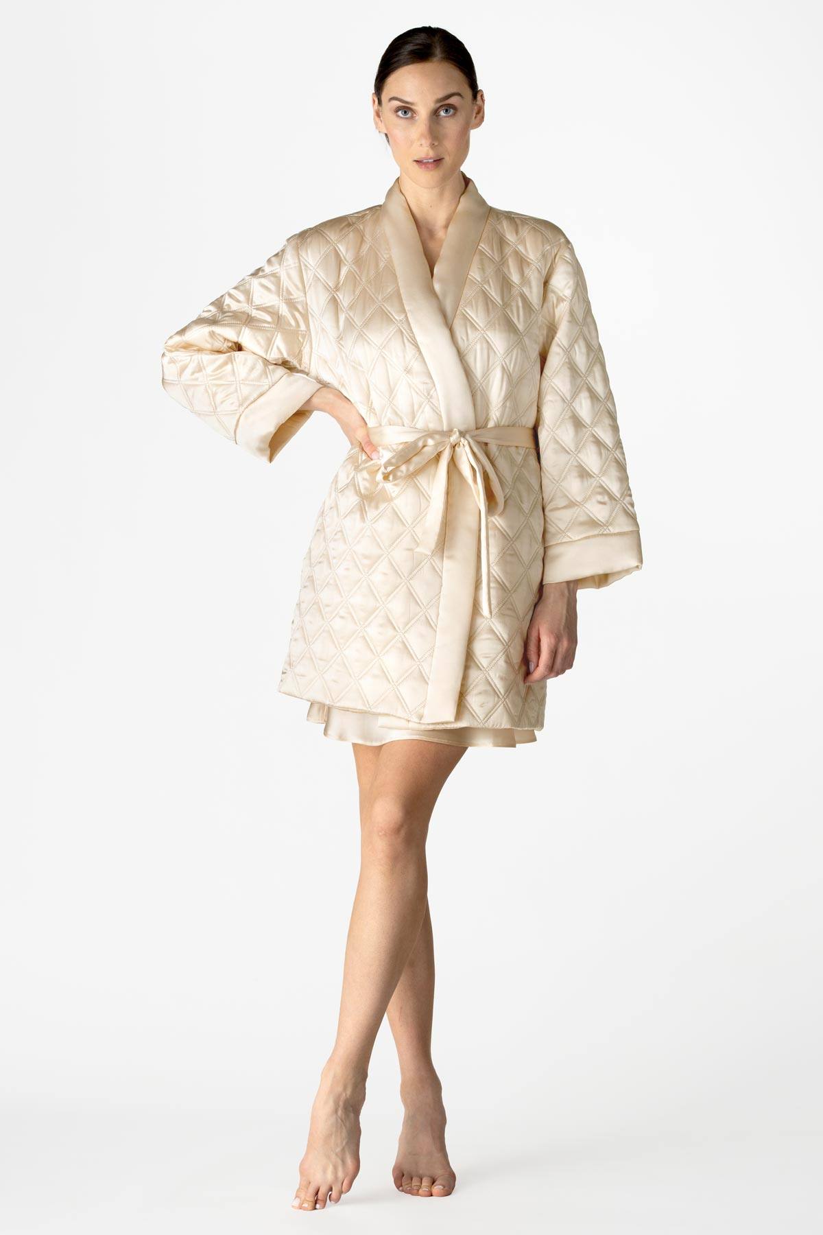 Dylan Quilted Short Silk Robe Short Robe NK iMODE 