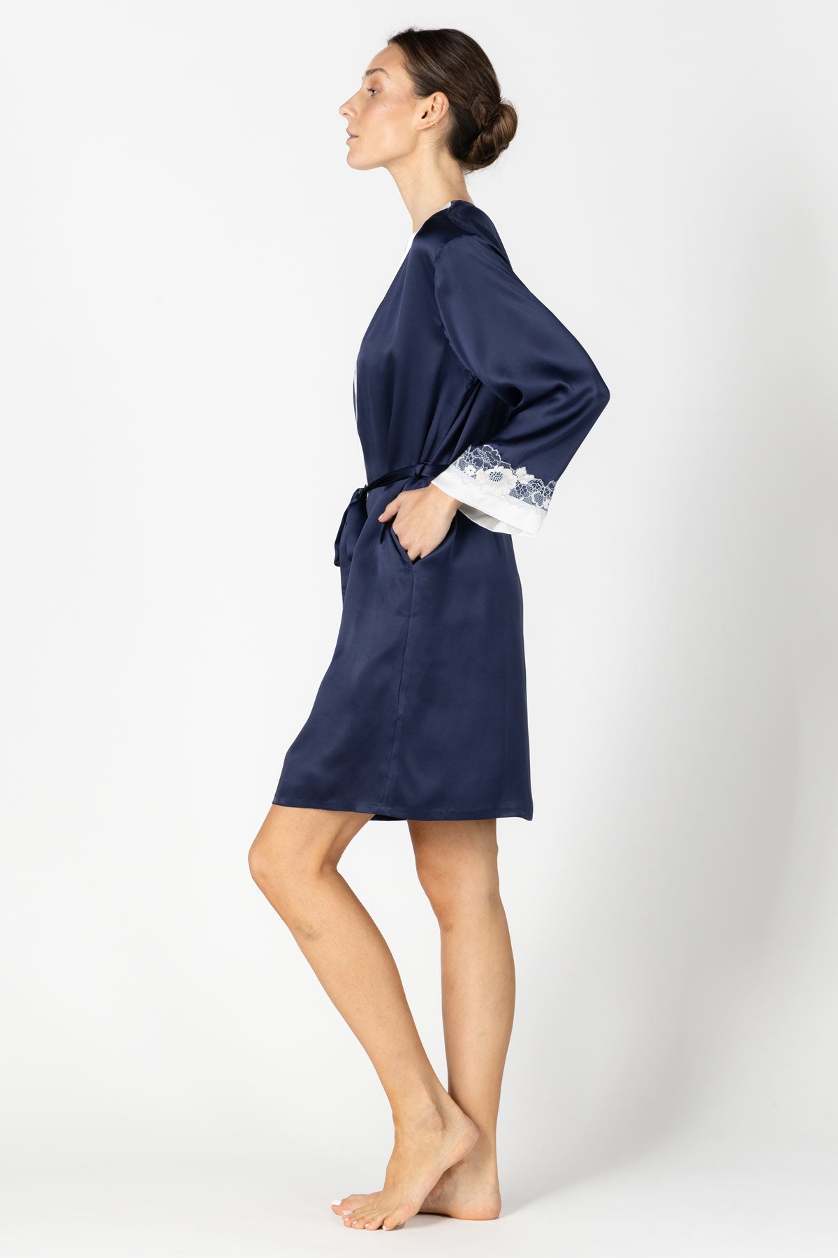 short robe dress Women's Satin Kimono Short Robe | Color: Red