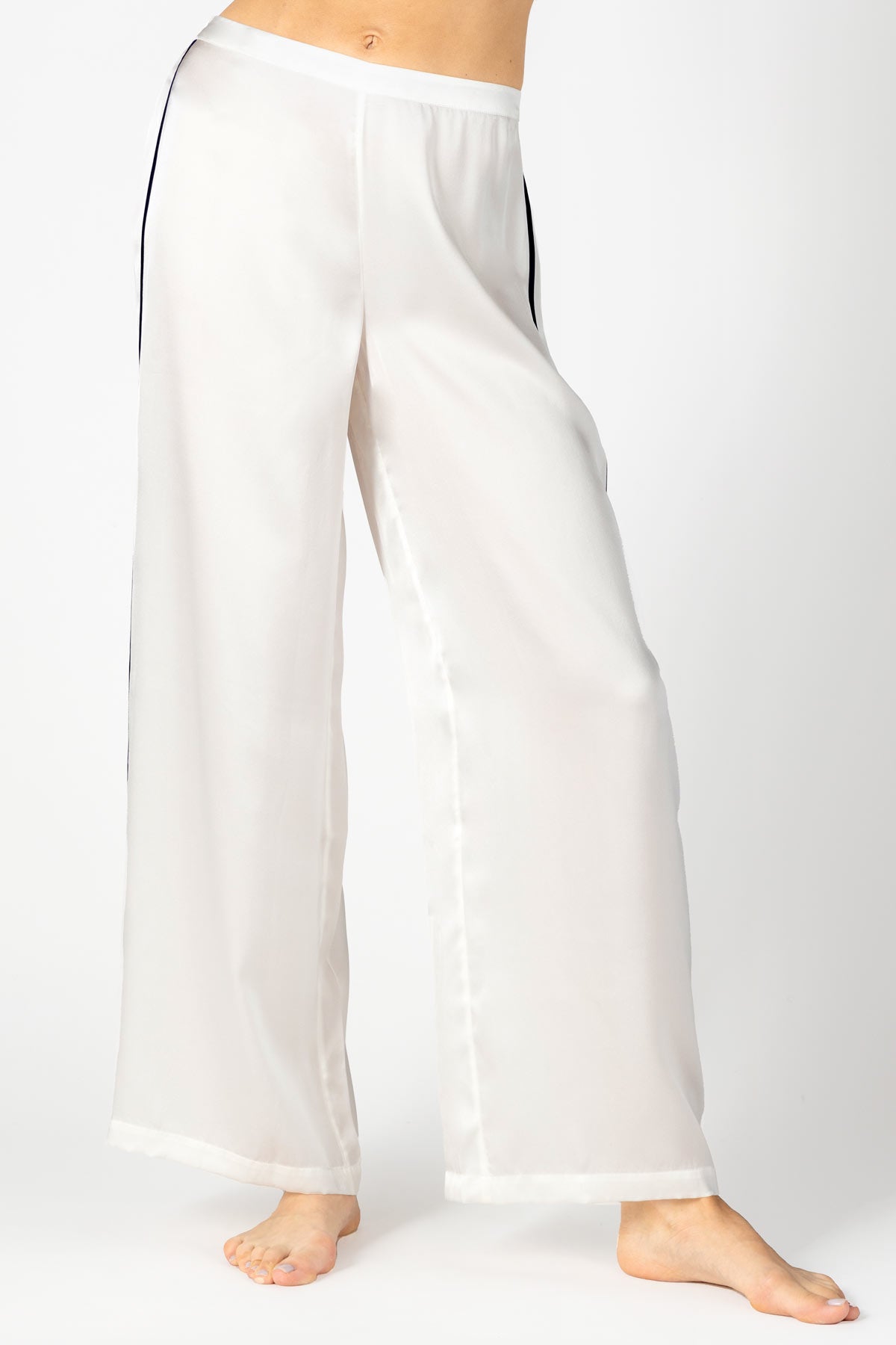 White Silk Wrap Trousers Uni