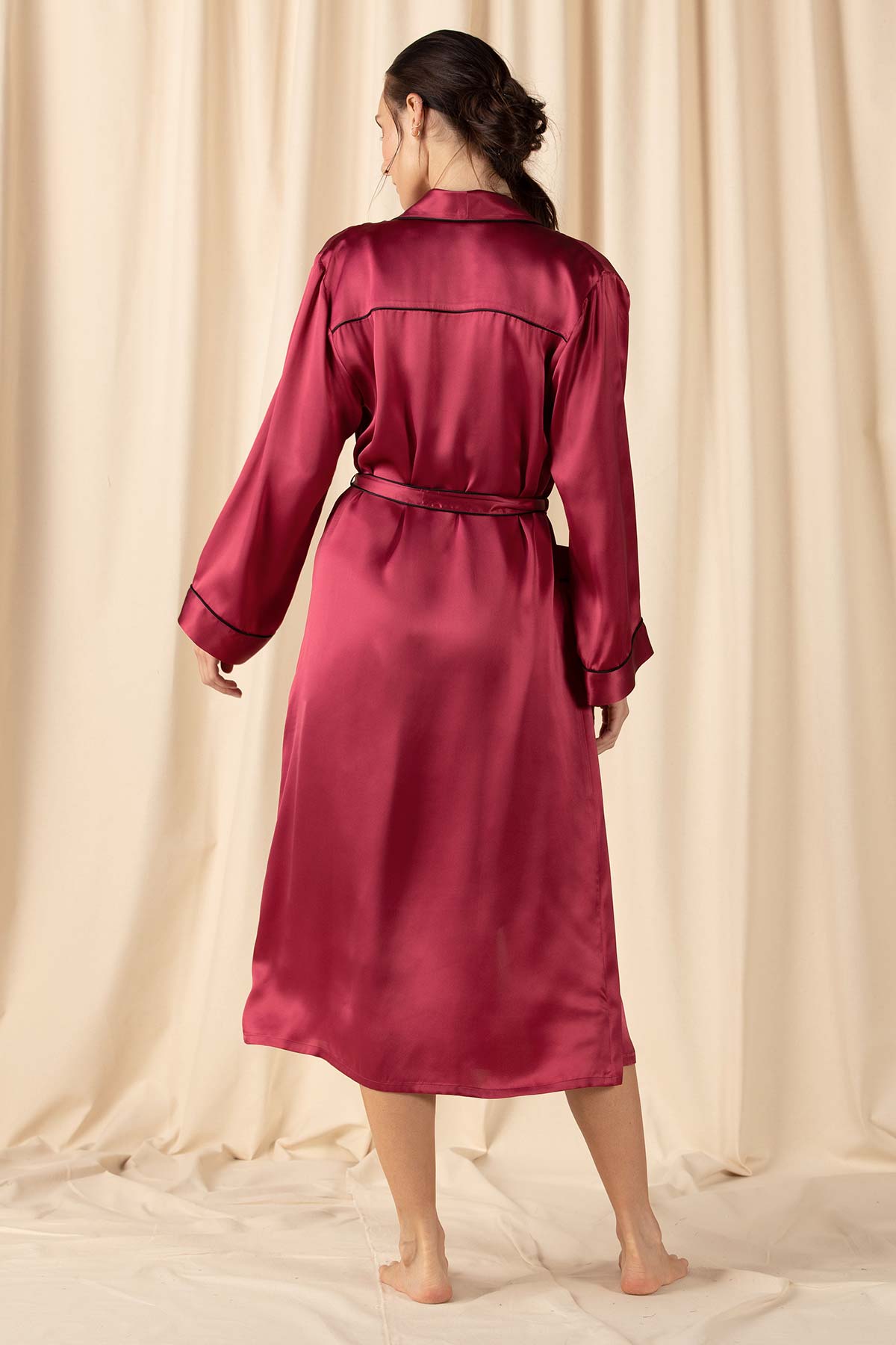 Mischa Classic Smoking Robe - Long Silk Night Gown | NK IMODE Mischa Classic Smoking Robe - Long Silk Night Gown | NK IMODE