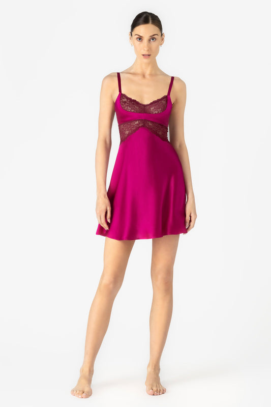Morgan Cradle Bust Silk Chemise Chemise NK iMODE Pink Ruby Pink XS