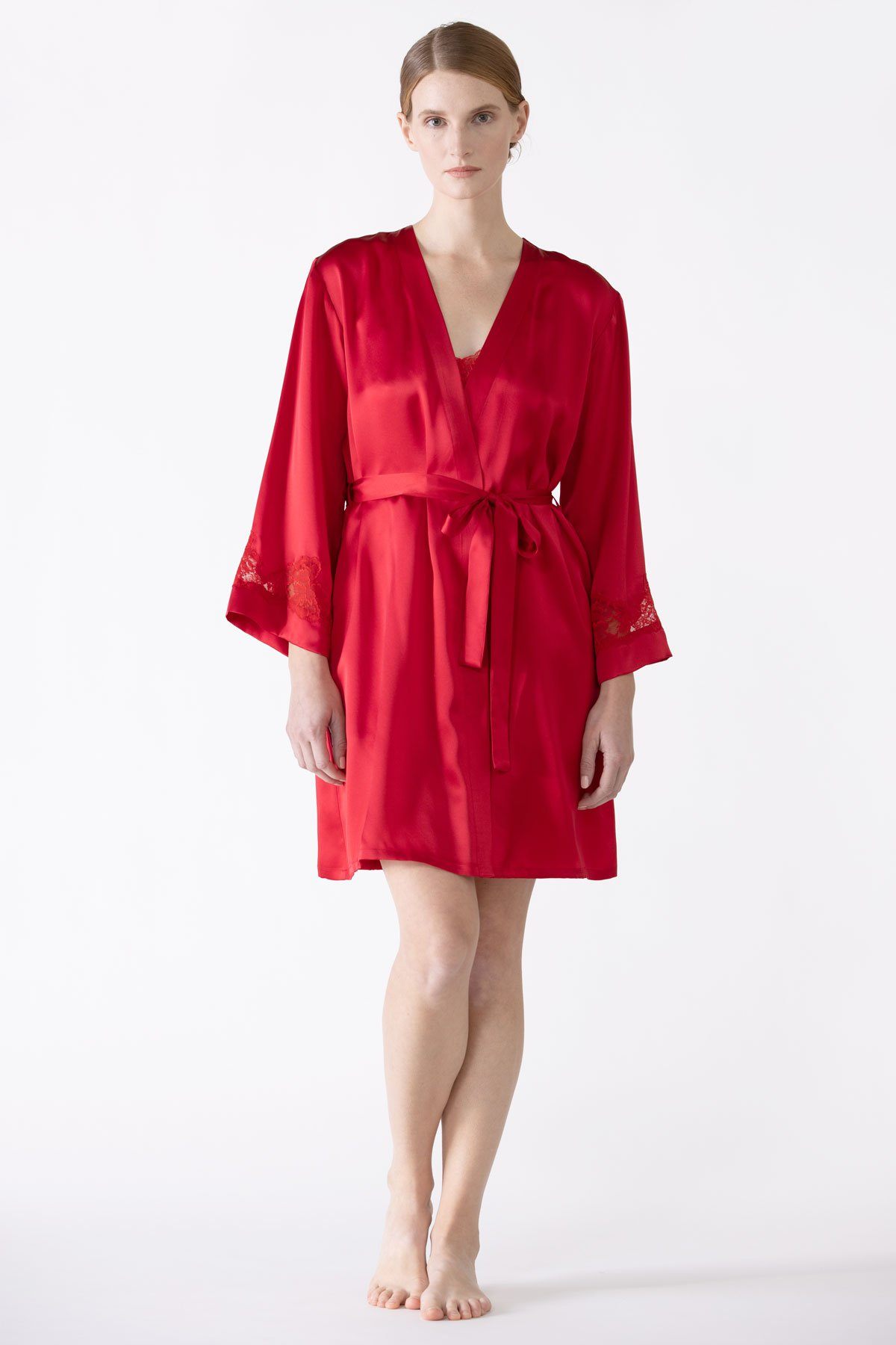 Morgan Iconic Short Silk Robe Short Robe NK iMODE scarlet red S