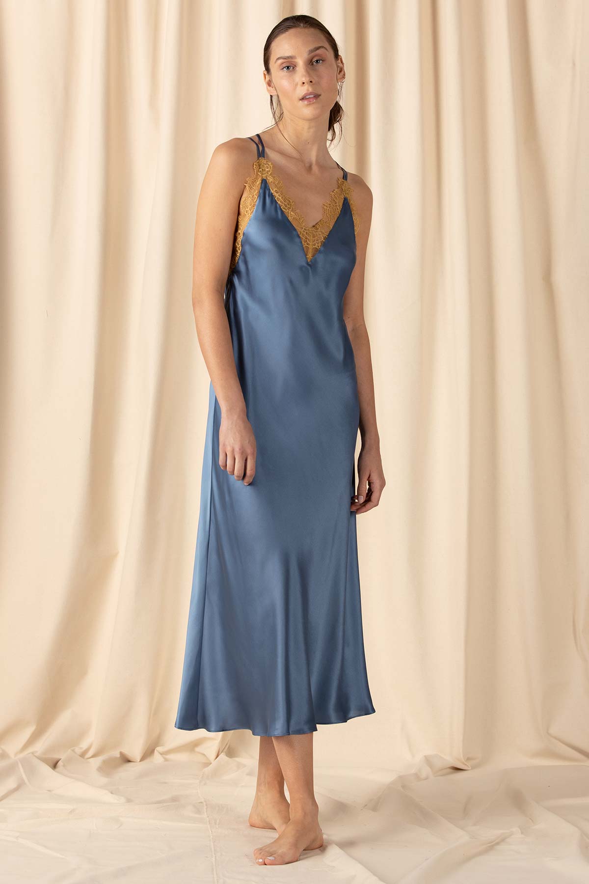 Natasha Open Back Long Silk Slip Gown | NK IMODE Natasha Open Back Long Silk Slip Gown | NK IMODE