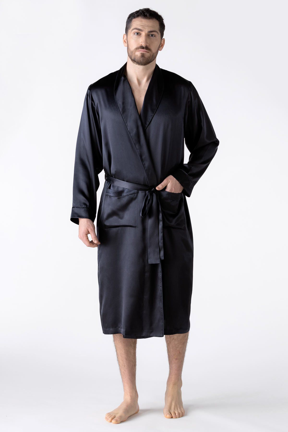 NK Men’s Silk Robe Robe NK iMODE black black S