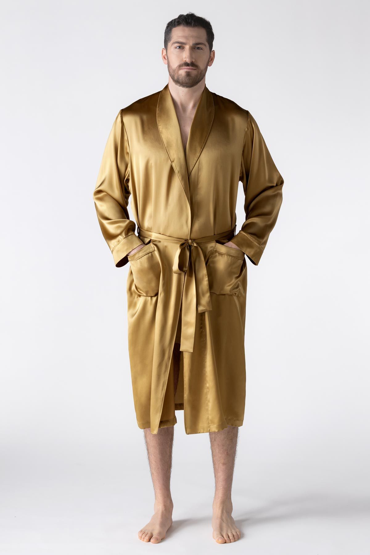 NK Men’s Silk Robe Robe NK iMODE gold yellow S