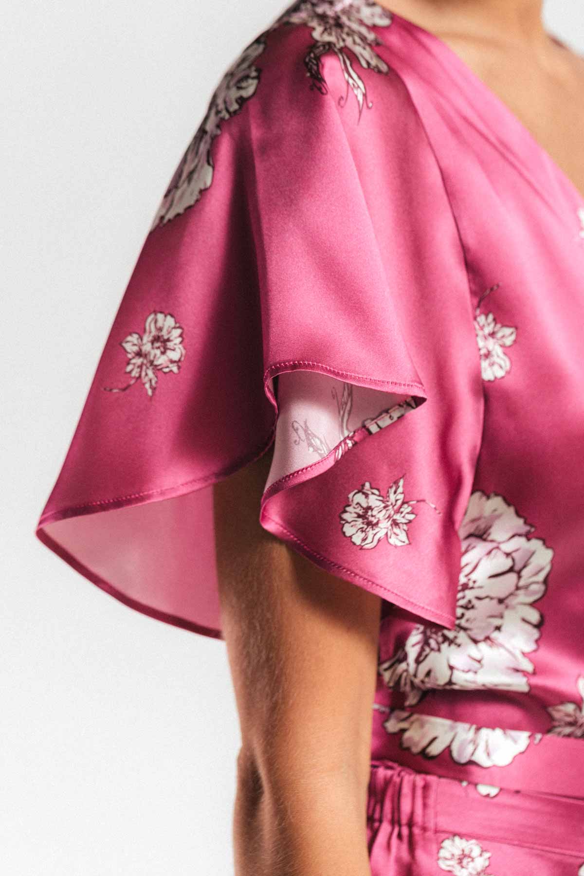 Peony Blooms Leisure PJ Silk Wrap Set Pajama NK iMODE 