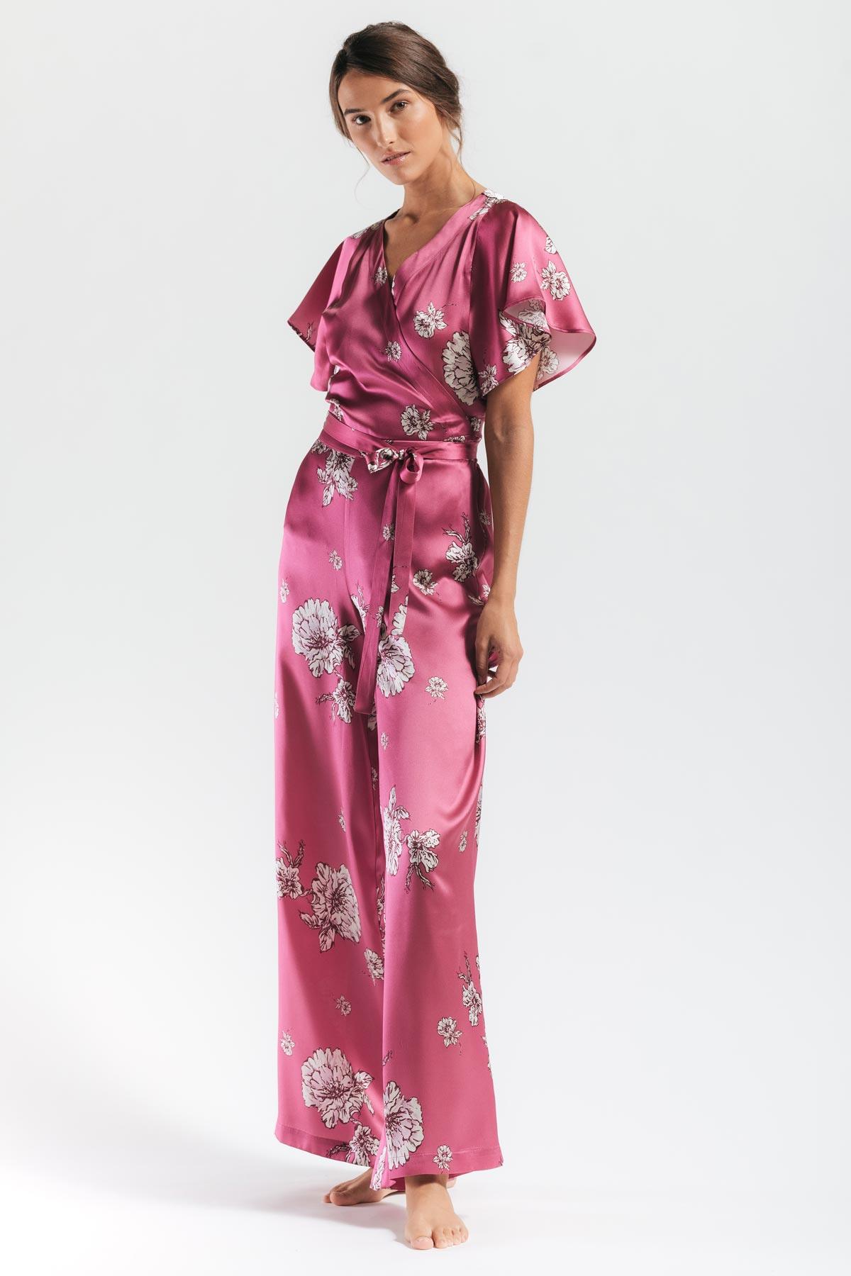 Peony Blooms Leisure PJ Silk Wrap Set Pajama NK iMODE 