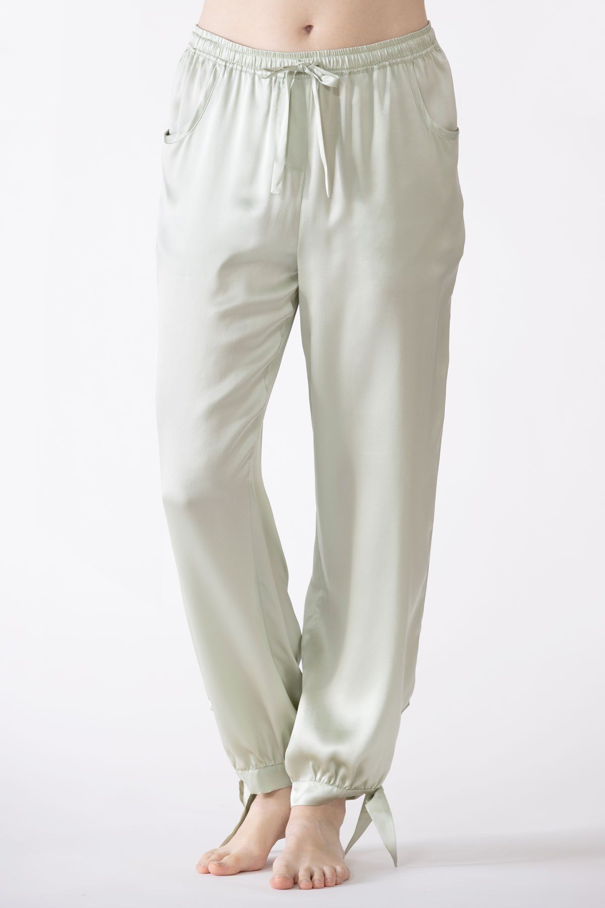 Sierra Ankle Tie Silk Joggers Lounge Pant NK iMODE pistachio-gloss green S